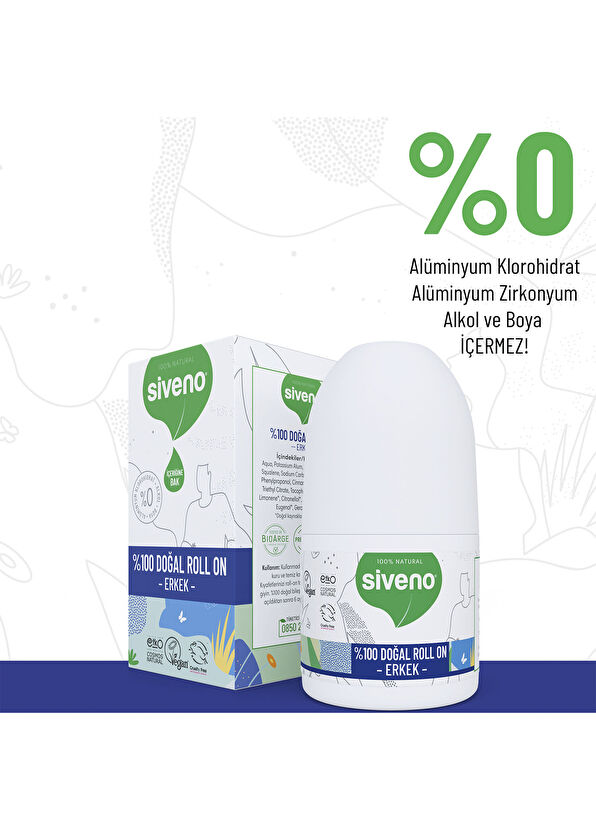 Siveno Natural Whitening Deodorant Herbal Vegan Men's Roll On 50 ml - 4