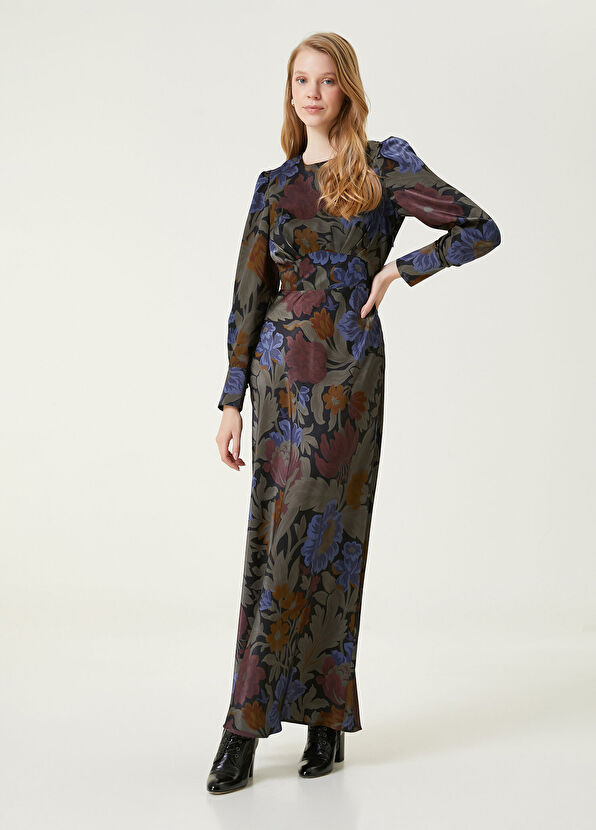 Beymen Club Haki Çiçekli Maksi Elbise - 1