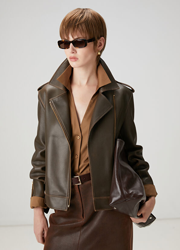 Beymen Club Kahverengi Deri Ceket - 3