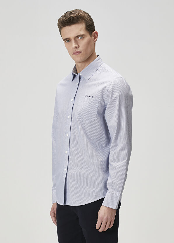 Beymen Club Comfort Fit Mavi Beyaz Gömlek - 4