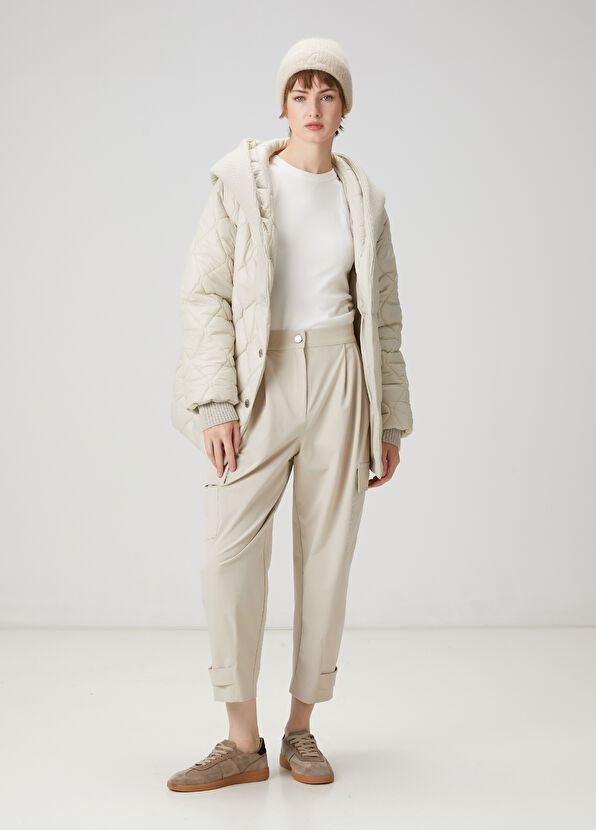 Beymen Club Bej Kapüşonlu Kapitoneli Mont - 2