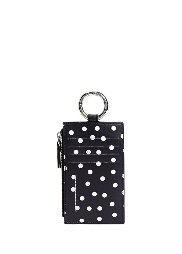MM6 Maison Margiela Siyah Beyaz Puantiyeli Kadın Deri Kartlık - 2