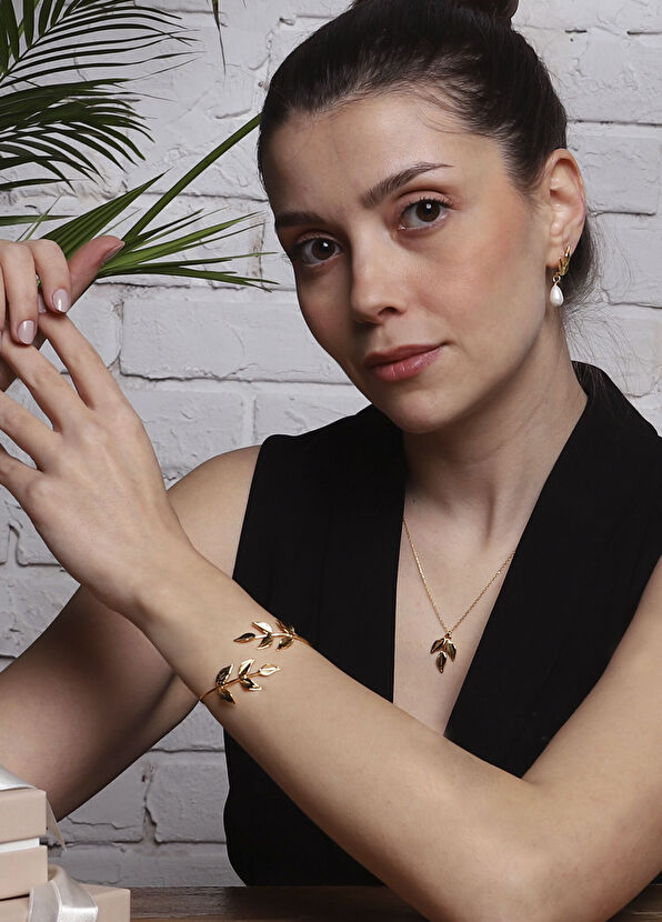 Ezra Baghaki Jewellery Defne 925 Ayar Gümüş 22 Ayar Altın Kaplama Kadın Bileklik - 2