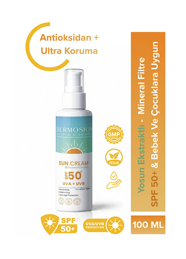 Dermosion Sun Cream Yosun Ekstraktlı Mineral Filtre SPF50+ Güneş Kremi 100 ml - 2