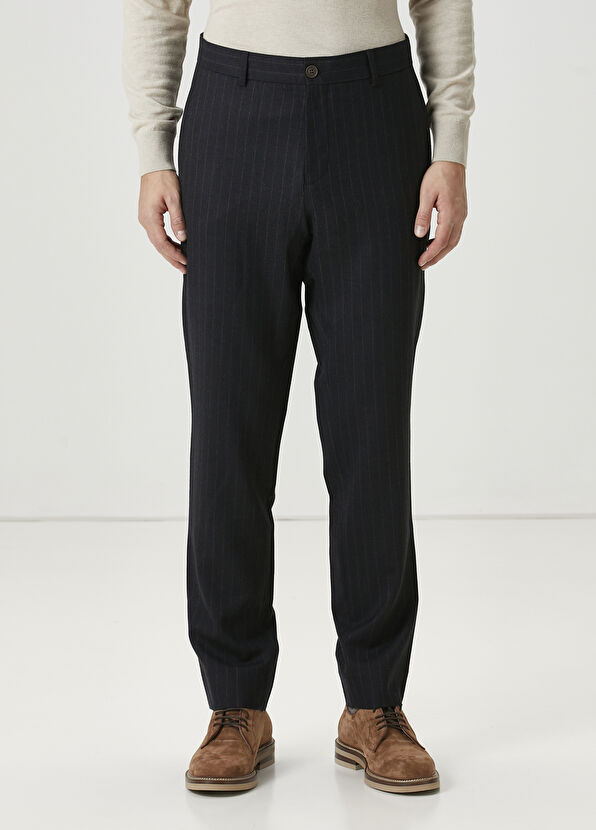 Beymen Club Antrasit Çizgili Yün Pantolon - 2