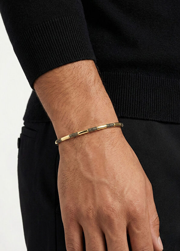 Kaplan Charm Baseline 925 Ayar Gümüş Üzeri 14 Ayar Altın Kaplama Erkek Bileklik - Görsel 3