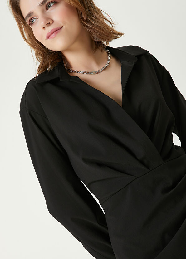 Beymen Club Black Mini Wrapover Shirt Dress - 3