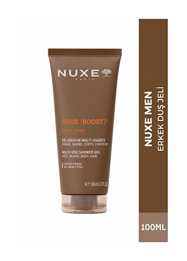 Nuxe Shower Gel 100 ml - Hair Beard Care Oil - Moisturizing Serum + Bag Men's Care Set - 2