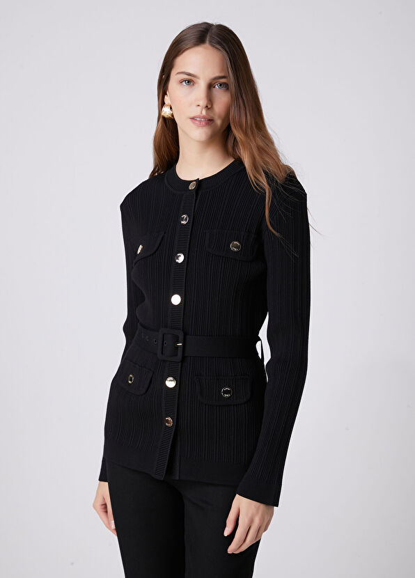 Beymen Club Black Belted Knit Jacket - 4