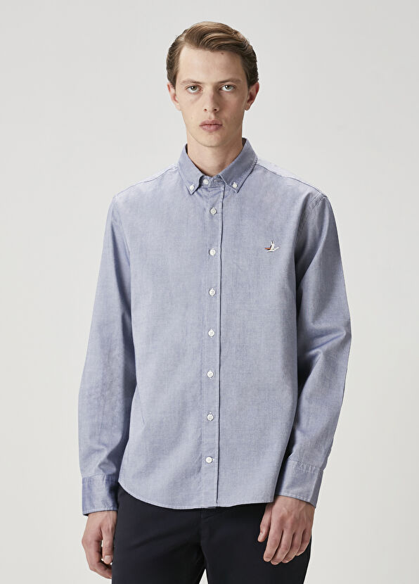 Beymen Club Comfort Fit Blue Oxford Shirt - 1