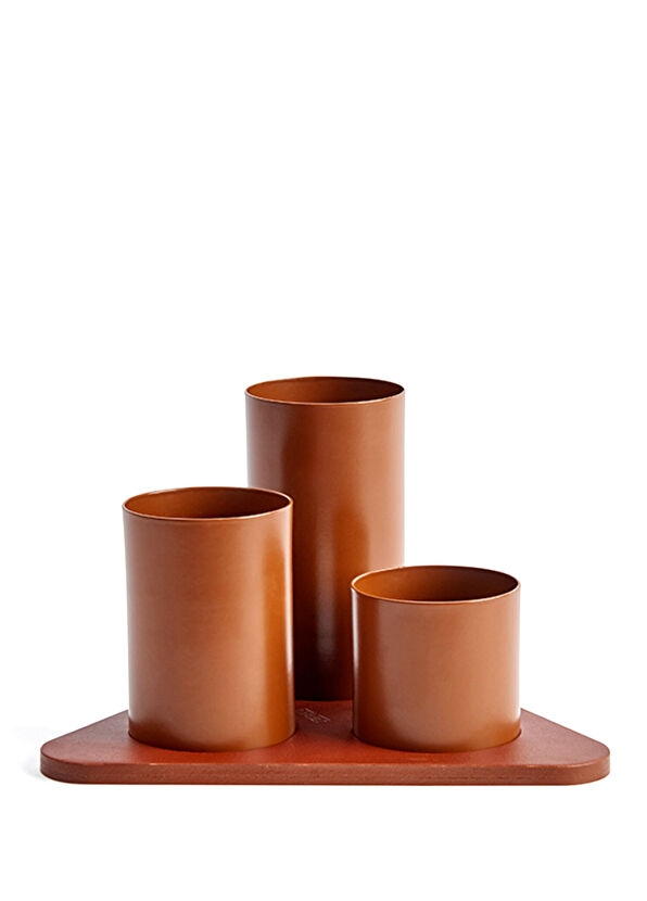 Uniqka Manhattan Brown Leather Pen Holder - 1