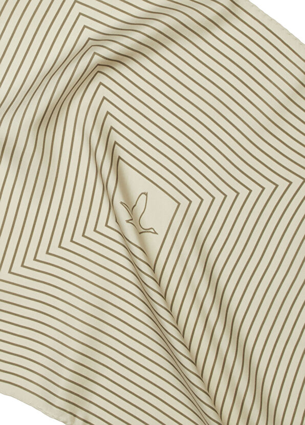 Beymen Club Bej Çizgili İpek Eşarp - 2