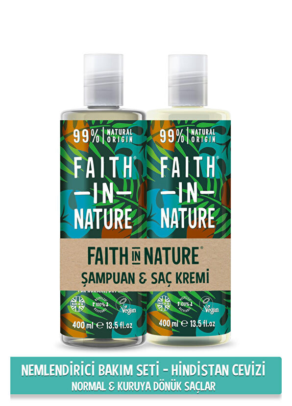 Faith In Nature Hindistan Cevizi %99 Doğal Nemlendirici Saç Kremi ve Şampuan 2x400 ml - 4