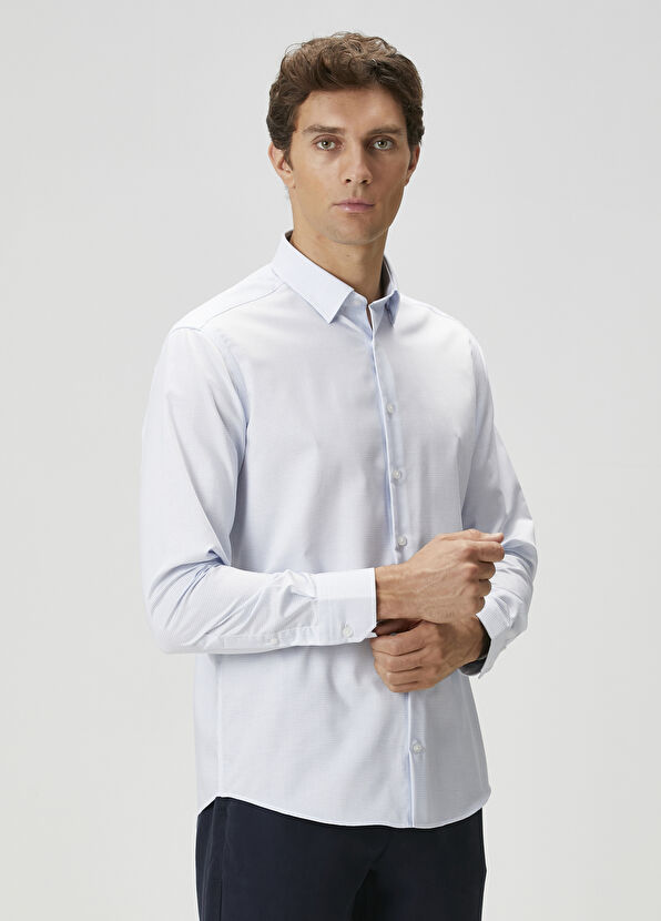 Beymen Club Comfort Fit Mavi Beyaz Non-iron Gömlek - 2