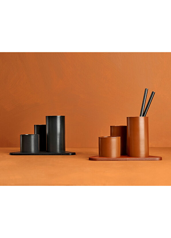 Uniqka Manhattan Black Leather Pen Holder - 2