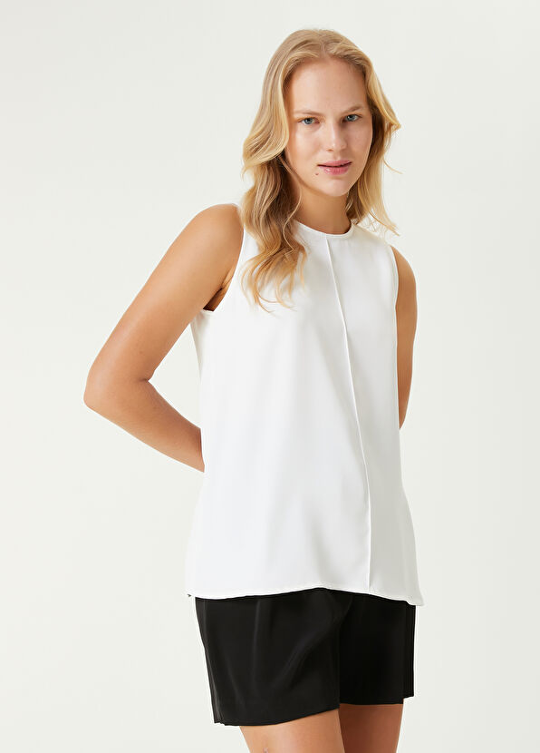 Beymen Club Beyaz Dökümlü Krep Bluz - 1