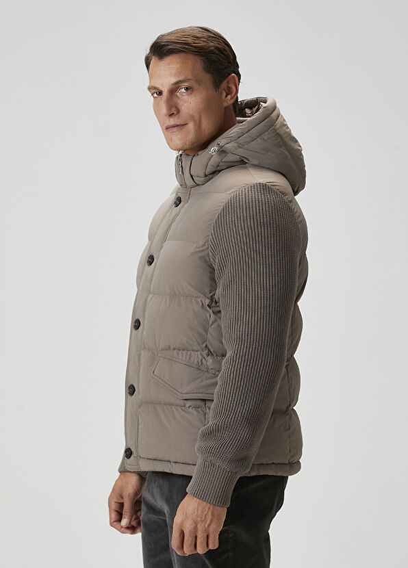 Beymen Collection Taupe Hooded Quilted Jacket - 4
