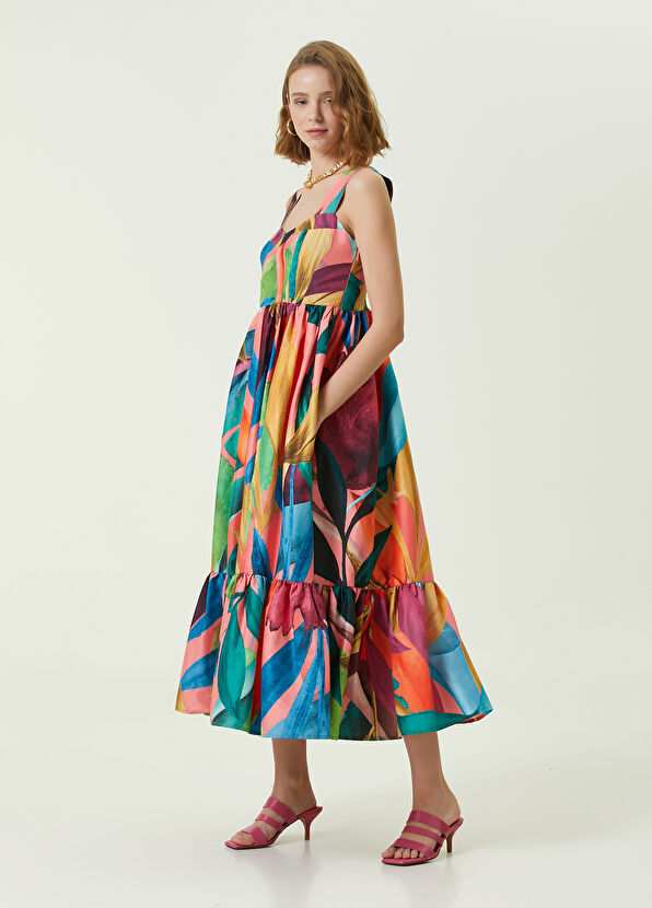 Beymen Club Colorblocked Dev Yaprak Desenli Uzun Elbise - 2