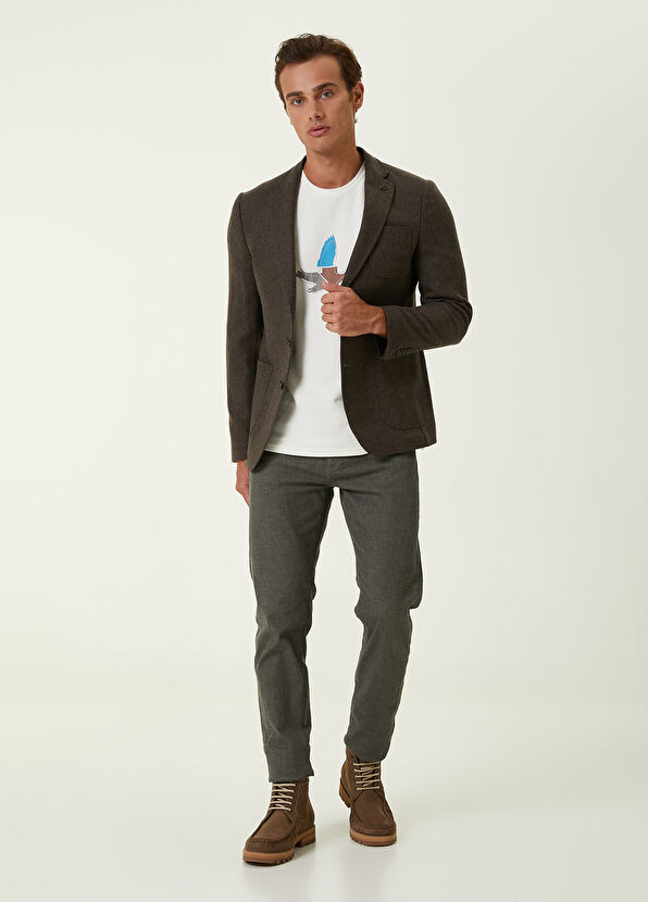 Beymen Club Slim Fit Haki Yumuşak Flanel Dokulu Spor Pantolon - 1