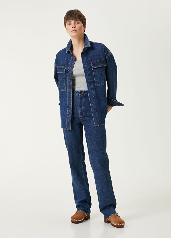 Network Koyu Indigo Mavi Denim Pantolon - 1