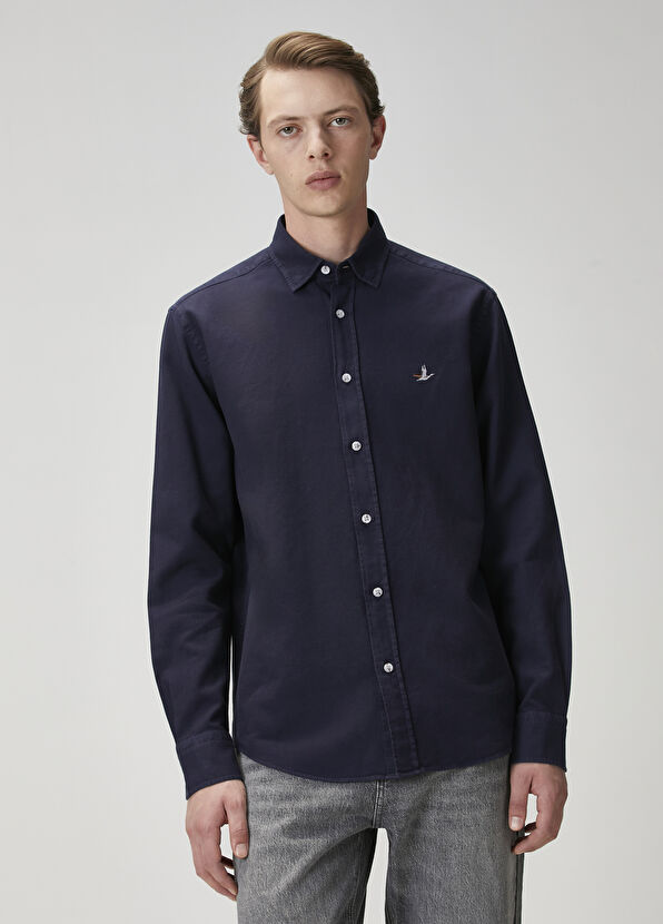 Beymen Club Comfort Fit Navy Blue Textured Shirt - 3