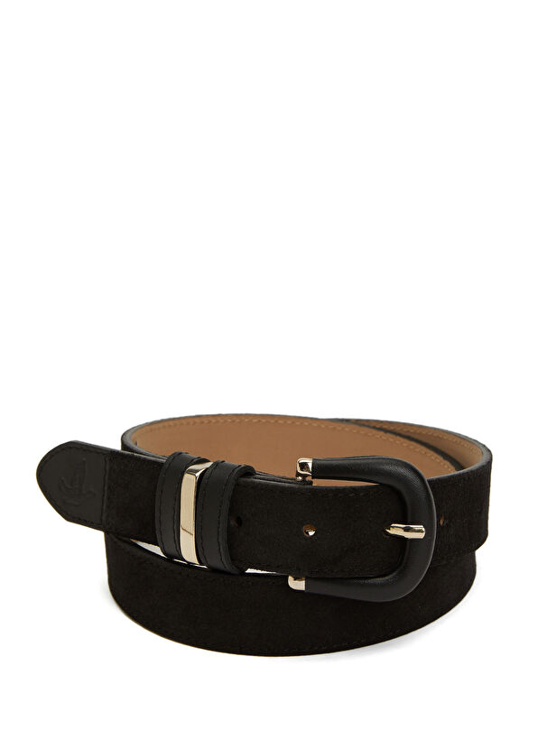 Beymen Club Black Tip Goose Print Women's Suede Belt - 1