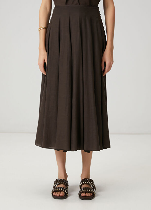 Beymen Club Brown Midi Flared Skirt - 2