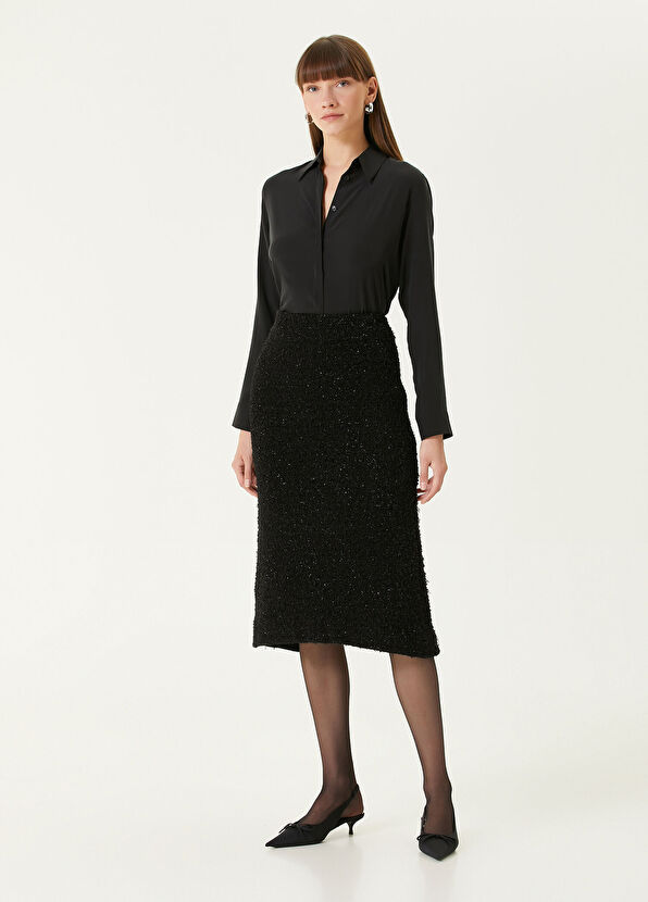 Balenciaga Siyah Tüvit Dokulu Midi Etek - 1