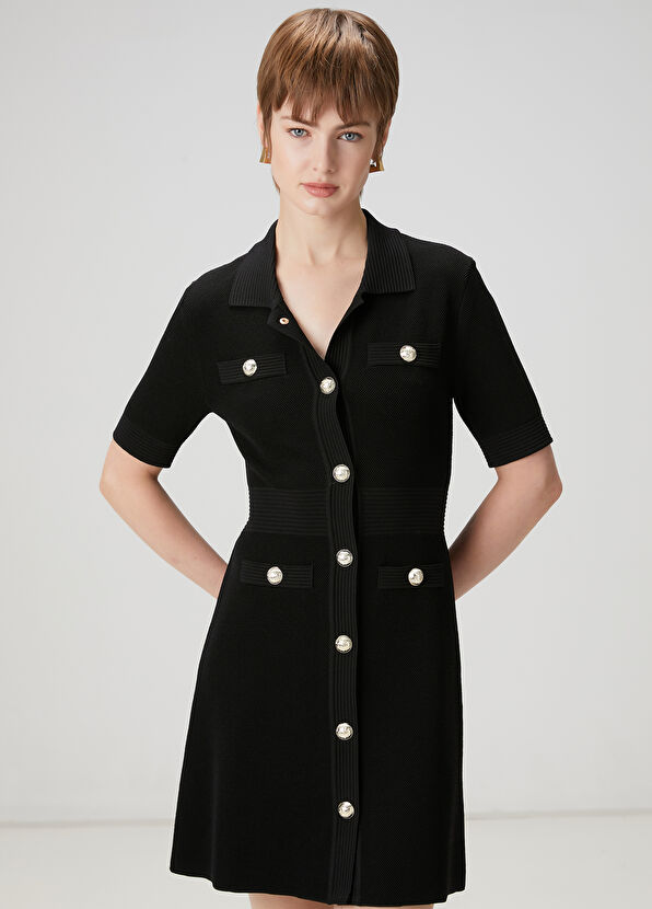 Beymen Club Black Mini Polo Knitwear Dress - 2