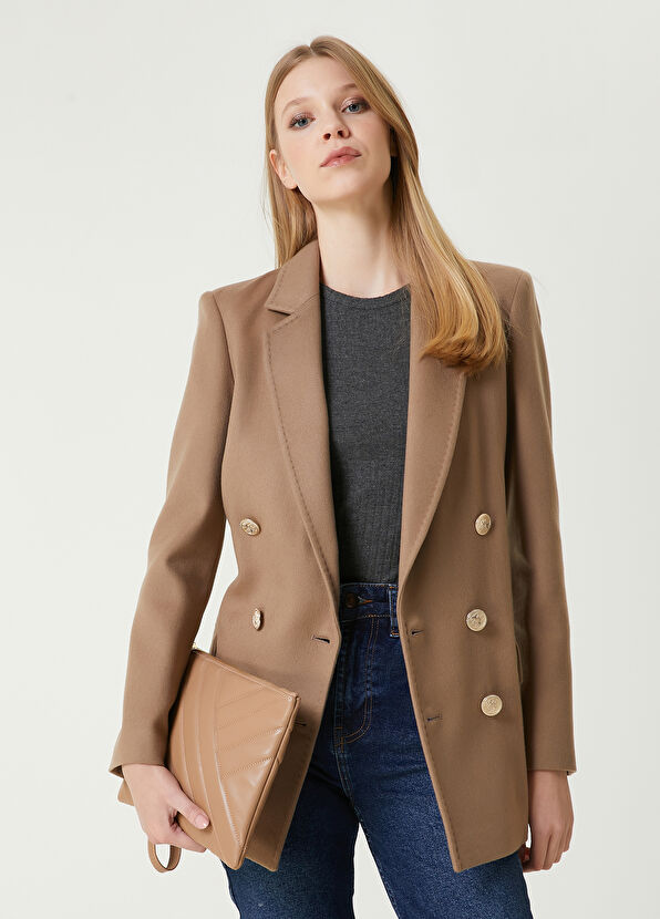 Beymen Club Camel Kruvaze Kaşmir Ceket - 1