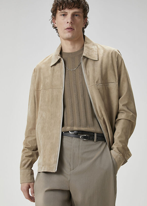 Academia Beige Suede Jacket - 1