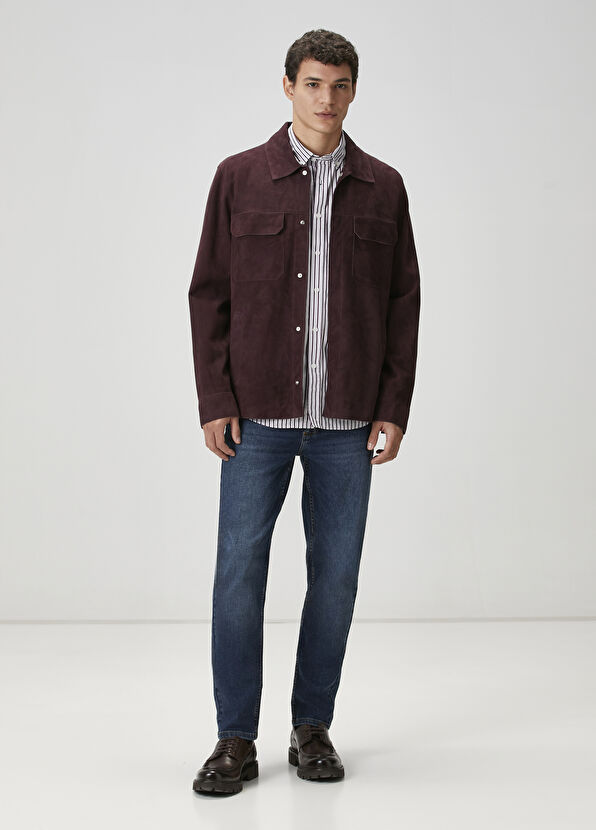 Beymen Club Comfort Fit Mürdüm Çizgi Desenli Gömlek - 2