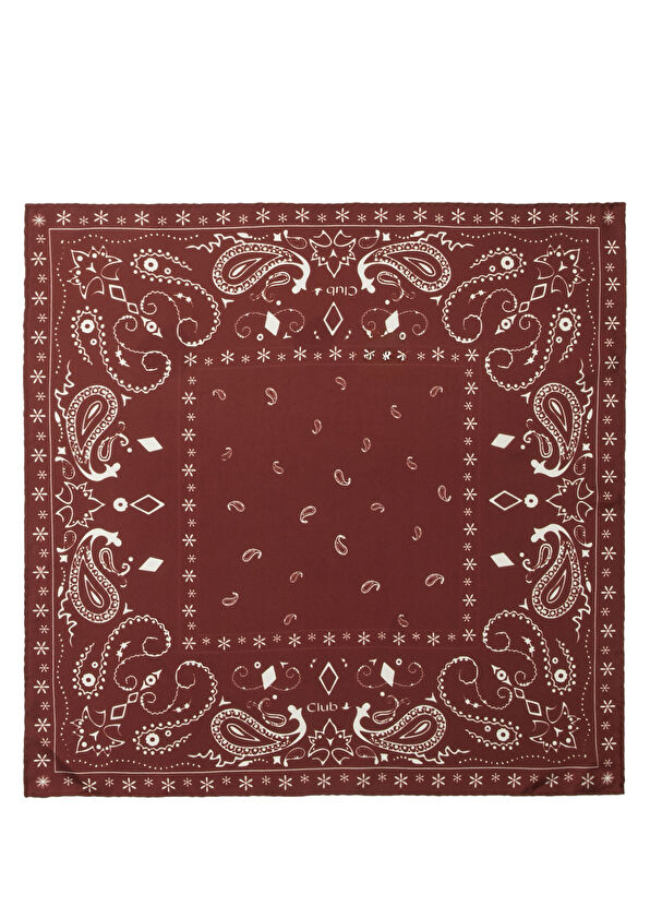 Beymen Club Burgundy Paisley Patterned Silk Scarf - 1