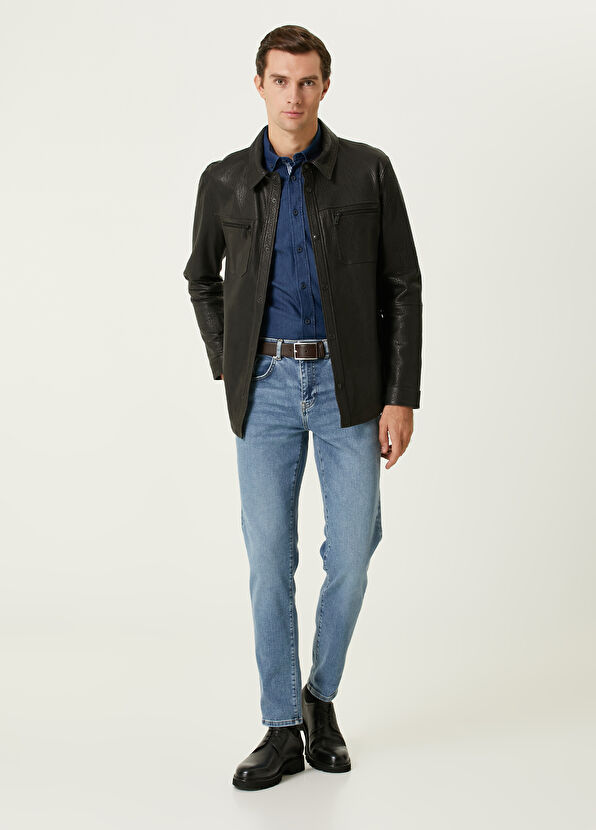 Comfort Fit Dark Blue Denim Shirt Beymen Club Comfort Fit Dark Blue Denim Shirt - 3