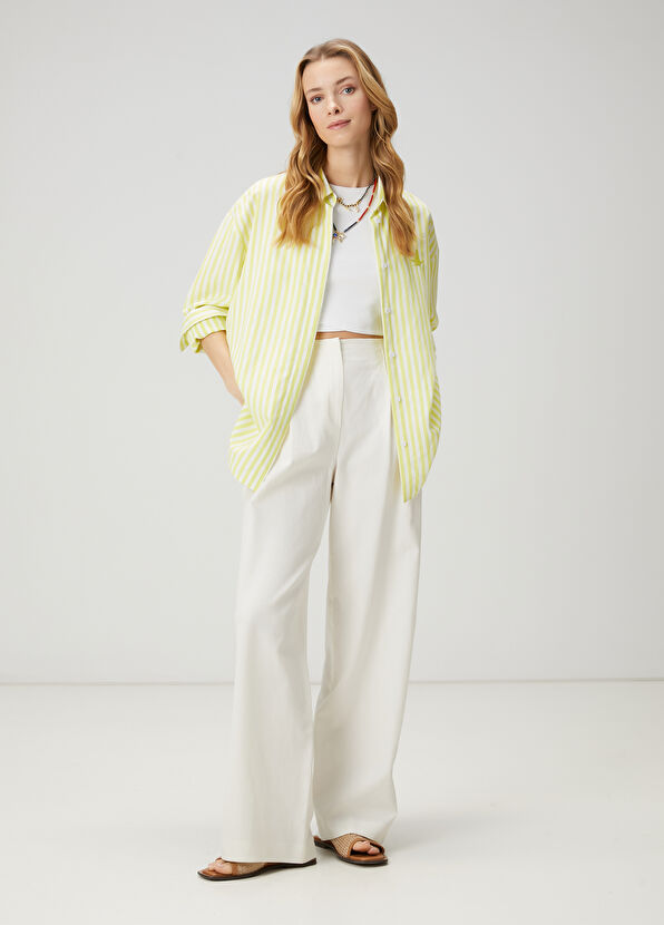 Beymen Club Kırık Beyaz Keten Pantolon - 1