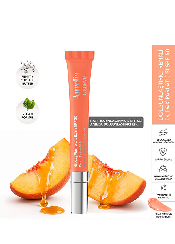 Aurelia Genève Glossy Plump Lip Balm SPF50 - Peach Honey Milk - 2