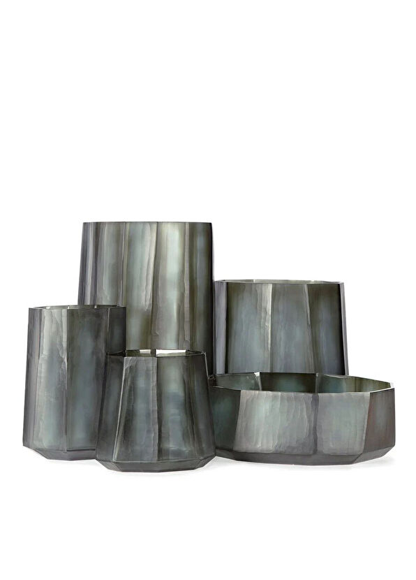 GUAXS Okka İndigo Smokegrey Cam Ekstra Büyük Boy Dekoratif Obje 37 cm - 2