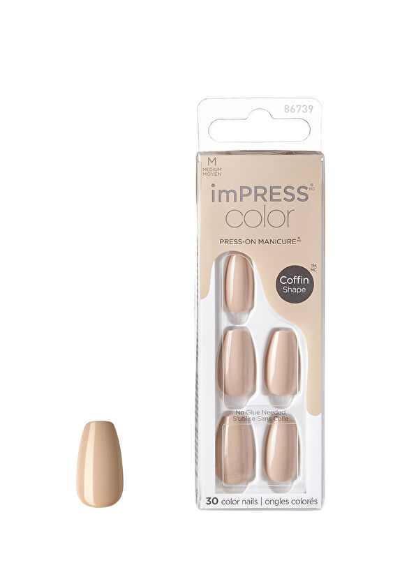Impress Color Nude Latte Self-Adhesive Long Fake Nail - 1