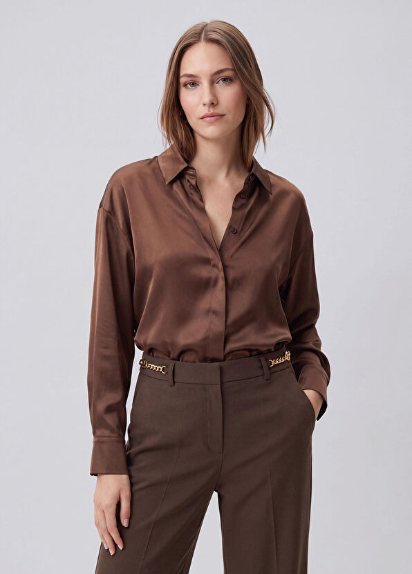 Beymen Club Brown Silk Twill Shirt - 1