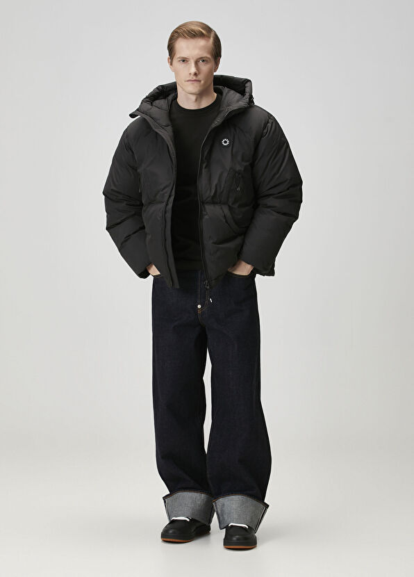 Boke Flower 2.0 Siyah Kapüşonlu Puff Mont - Görsel 3