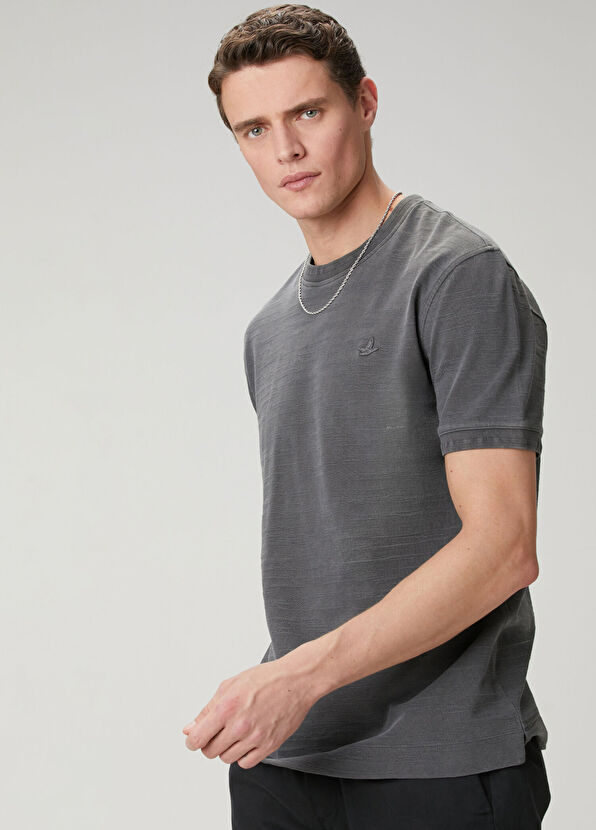 Beymen Club Anthracite Relax Fit Flamed T-Shirt - 2