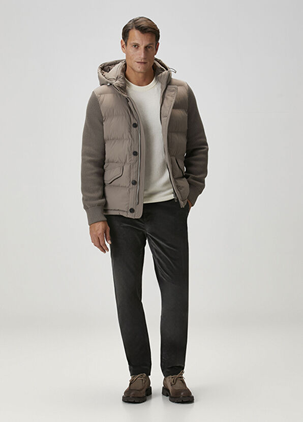 Beymen Collection Taupe Hooded Quilted Jacket - 3