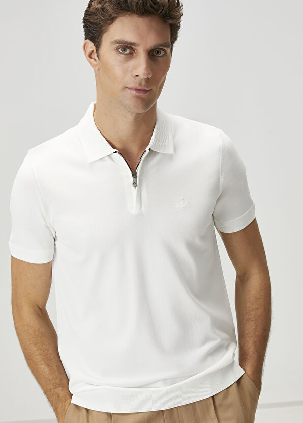 Beymen Club Kırık Beyaz Polo Yaka Kısa Kollu Triko - 1