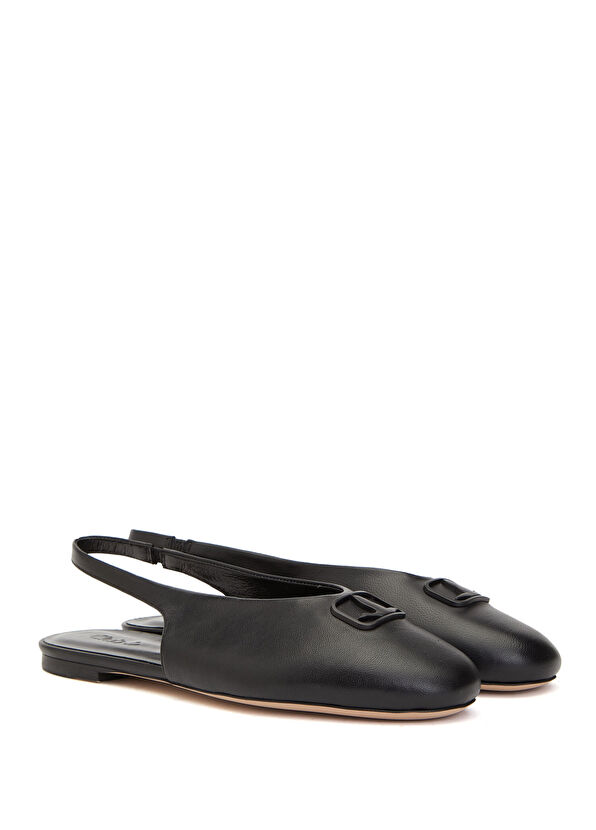 Beymen Club Black Goose Logo Leather Ballet Flats - 2