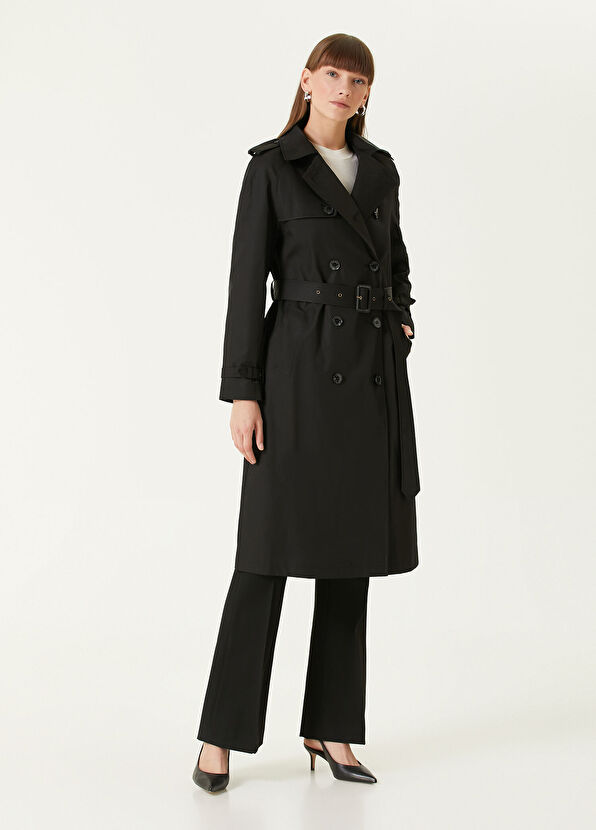 Lauren Ralph Lauren Siyah Kruvaze Keten Pardösü - 2