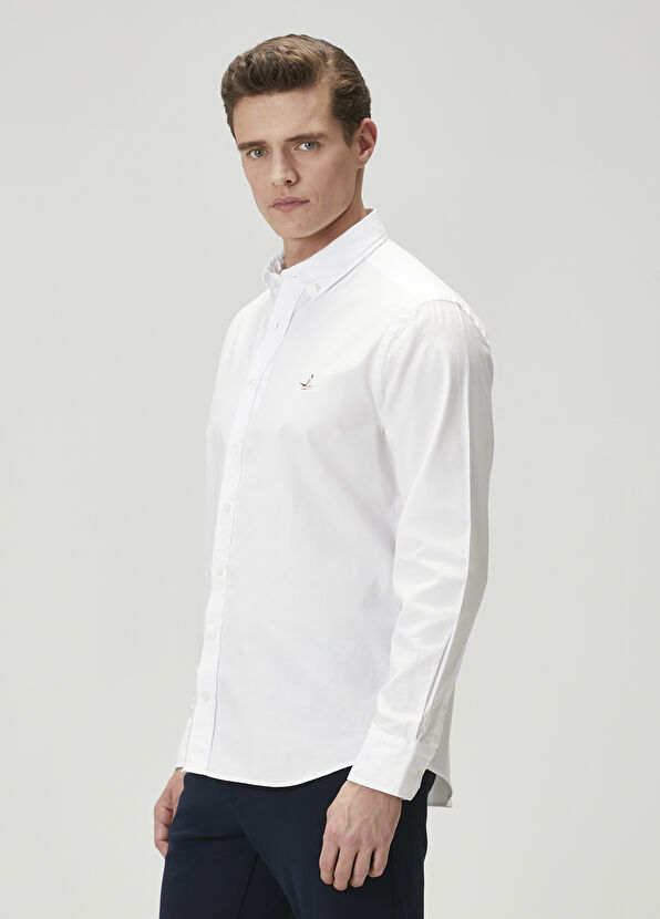 Beymen Club Comfort Fit Beyaz Oxford Gömlek - 4