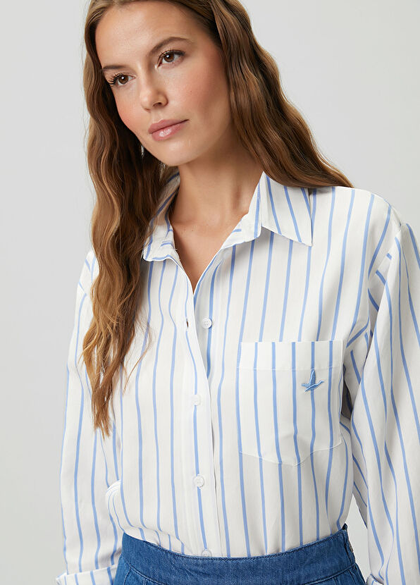 Beymen Club Blue White Pinstripe Shirt - 2