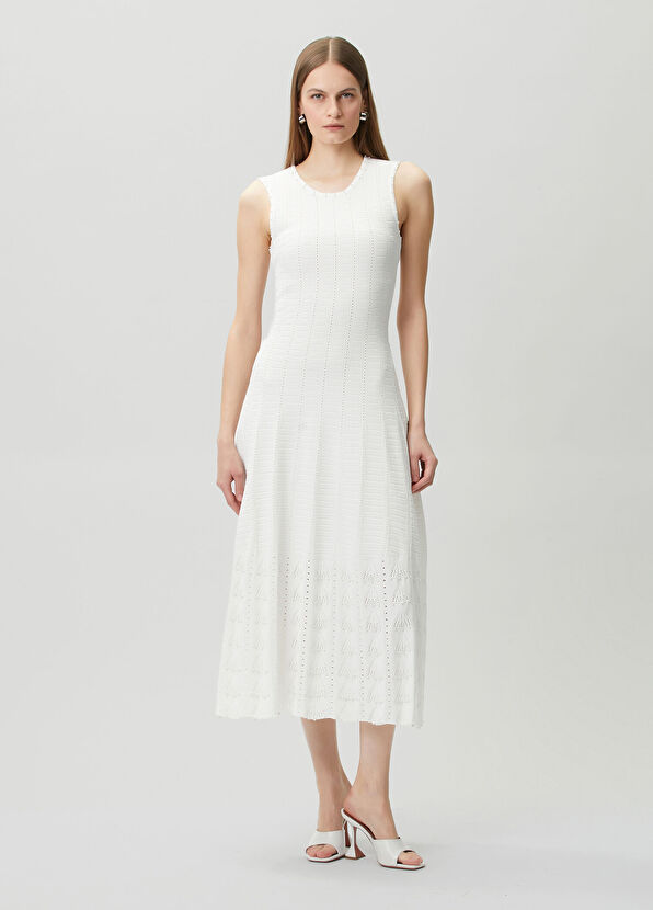 Join Us White Midi Knit Dress - 1