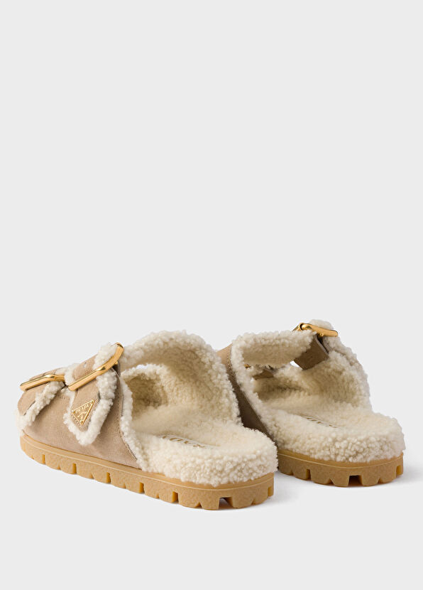 Prada Shearling Suede Women's Slippers - 4