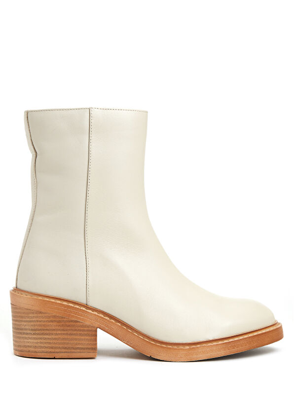 Beymen Club Kırık Beyaz Ahşap Topuklu Deri Bot - 1